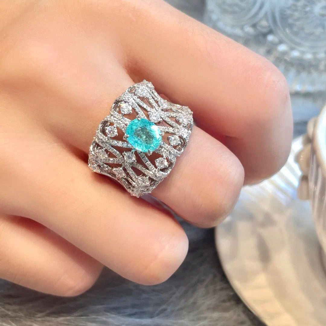 Aqua Serenity Luxe 925 Silver Plated Ring - AmoreNmore