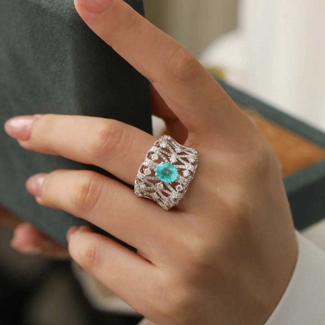 Aqua Serenity Luxe 925 Silver Plated Ring - AmoreNmore