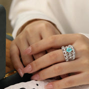 Aqua Serenity Luxe 925 Silver Plated Ring - AmoreNmore