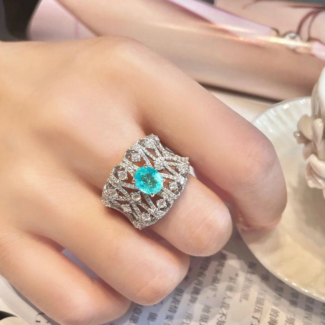Aqua Serenity Luxe 925 Silver Plated Ring - AmoreNmore