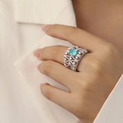 Aqua Serenity Luxe 925 Silver Plated Ring - AmoreNmore