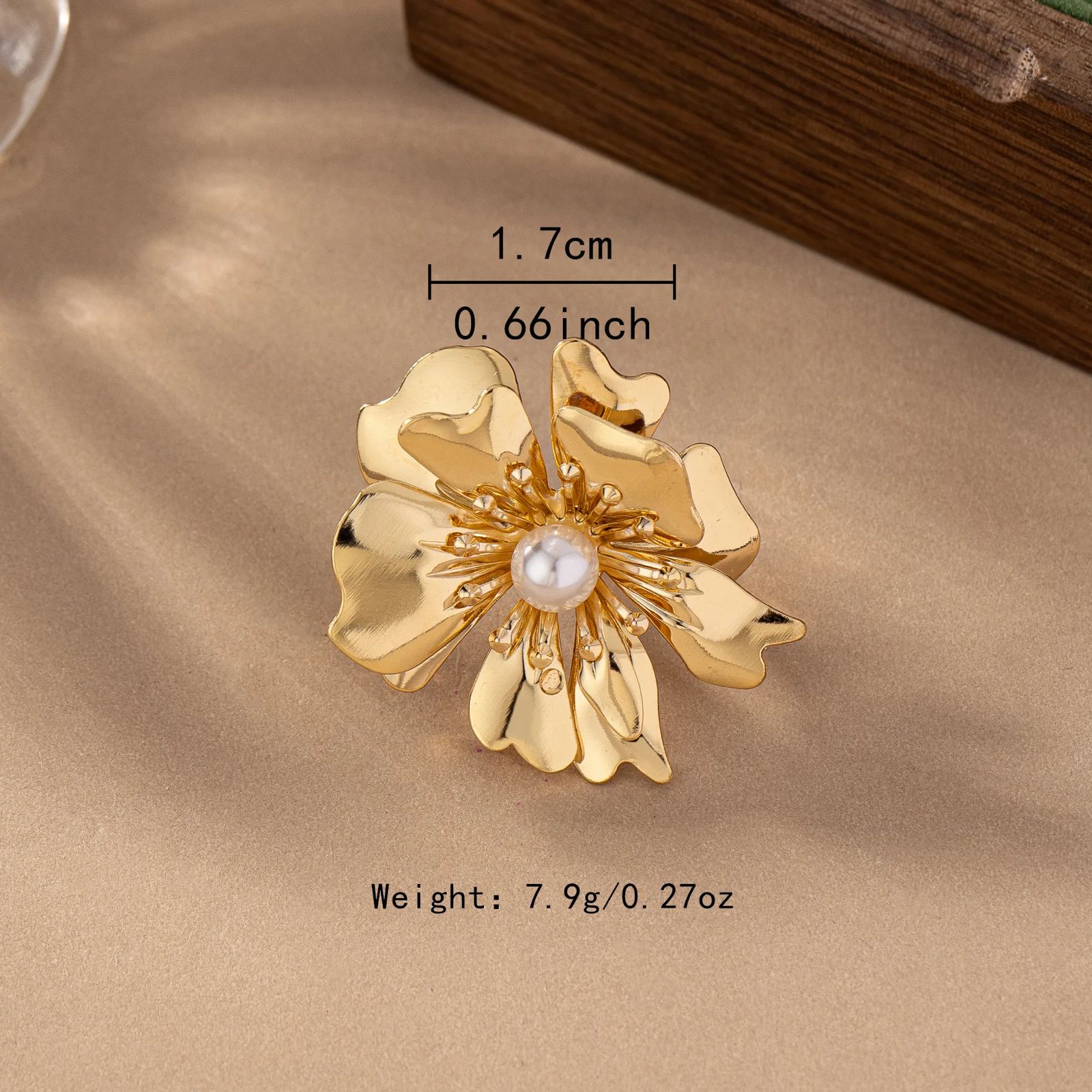 Blooming Elegance Pearl 18K Gold Plated Adjustable Ring - AmoreNmore