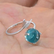 Aqua Glow 925 Silver Plated Adjustable Ring - AmoreNmore