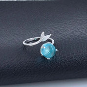 Aqua Glow 925 Silver Plated Adjustable Ring - AmoreNmore