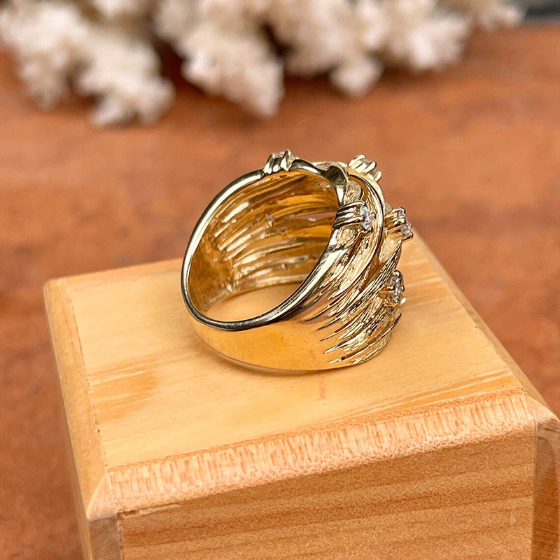 Auric Weave Luxe 18K Gold Plated Band Ring - AmoreNmore