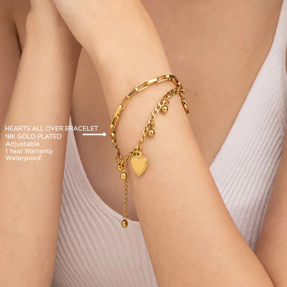 Golden Heart Charm Bracelet