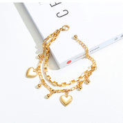 Golden Heart Charm Bracelet