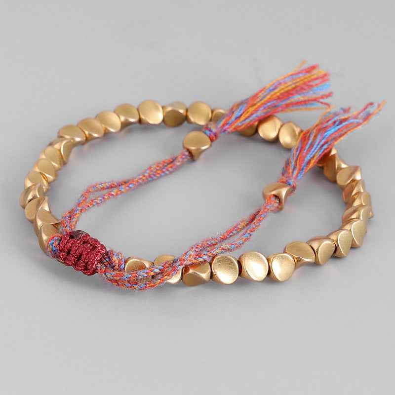 Zenith Calm | Loop Adjustable Beaded Bracelet | Matte Bead Cord Design with Gold Accents | Minimal Everyday Comfort Bracelet