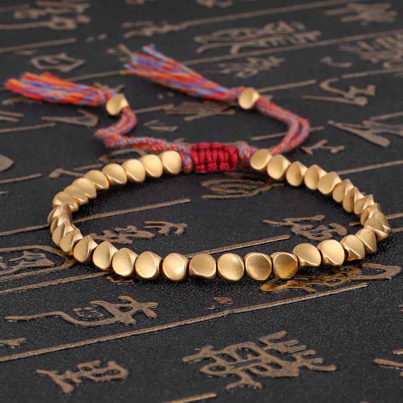 Zenith Calm | Loop Adjustable Beaded Bracelet | Matte Bead Cord Design with Gold Accents | Minimal Everyday Comfort Bracelet
