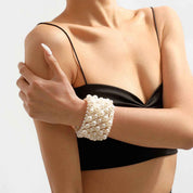 Veloura Bloom | Pearl Statement Cuff Bracelet | Gold Plated Multi-Pearl Cluster Design | Elegant Occasion Luxe Bracelet
