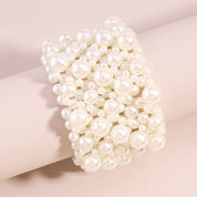 Veloura Bloom | Pearl Statement Cuff Bracelet | Gold Plated Multi-Pearl Cluster Design | Elegant Occasion Luxe Bracelet