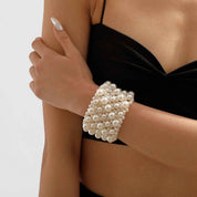 Veloura Bloom | Pearl Statement Cuff Bracelet | Gold Plated Multi-Pearl Cluster Design | Elegant Occasion Luxe Bracelet