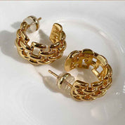 Gilded Edge | Chain Luxe Hoop Earrings | Gold Plated Interlock Link Design | Bold Contemporary Luxe Hoops