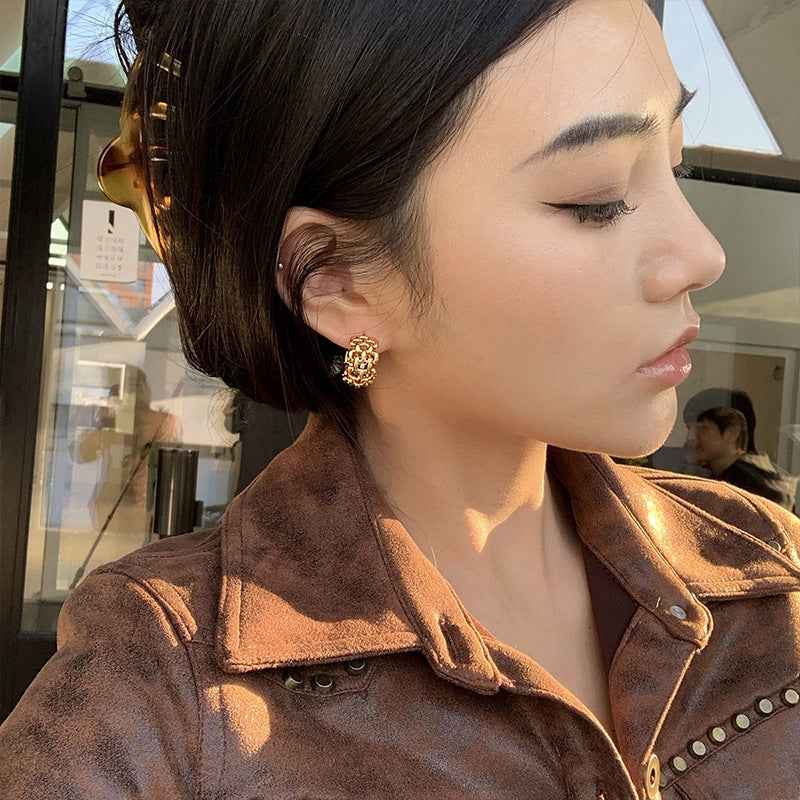 Gilded Edge | Chain Luxe Hoop Earrings | Gold Plated Interlock Link Design | Bold Contemporary Luxe Hoops
