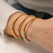 Aurielle Glow | Prism Open Cuff Bracelet | Gold Plated Crystal Detail | Modern Minimal Luxe Statement Piece