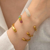 Aurielle Glow | Prism Open Cuff Bracelet | Gold Plated Crystal Detail | Modern Minimal Luxe Statement Piece