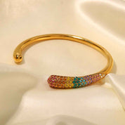 Aurielle Glow | Prism Open Cuff Bracelet | Gold Plated Crystal Detail | Modern Minimal Luxe Statement Piece