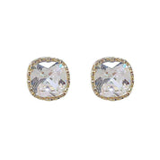 Celestia Spark | Prism Crystal Stud Earrings | Gold Plated Square-Cut Crystal Design | Minimal Everyday Luxe Earrings