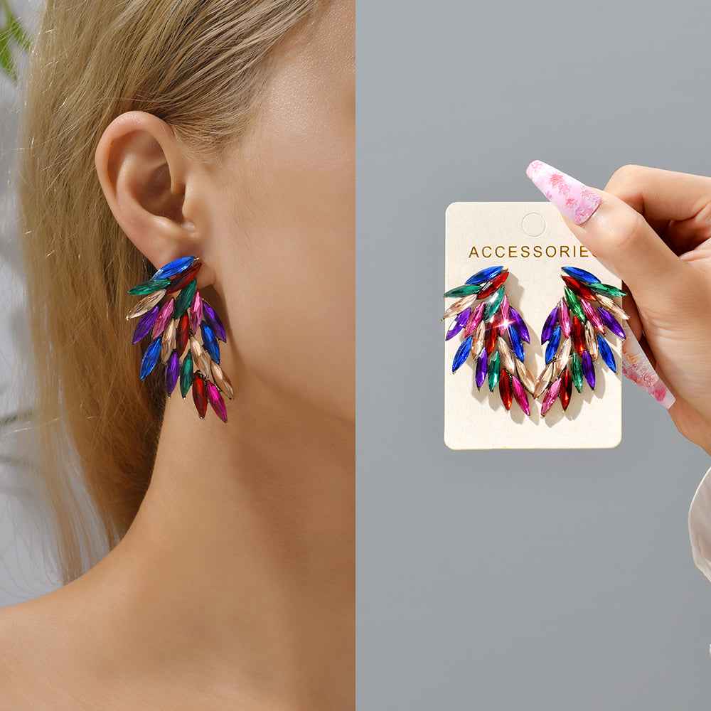 Aurora Bloom | Prism Statement Drop Earrings | Gold Plated Multicolor Crystal Design | Bold Festive Luxe Earrings