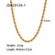 Regalis Twist | Rope Chain Necklace | Gold Plated Twisted Link Design | Classic Everyday Luxe Necklace