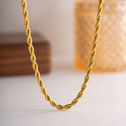 Regalis Twist | Rope Chain Necklace | Gold Plated Twisted Link Design | Classic Everyday Luxe Necklace