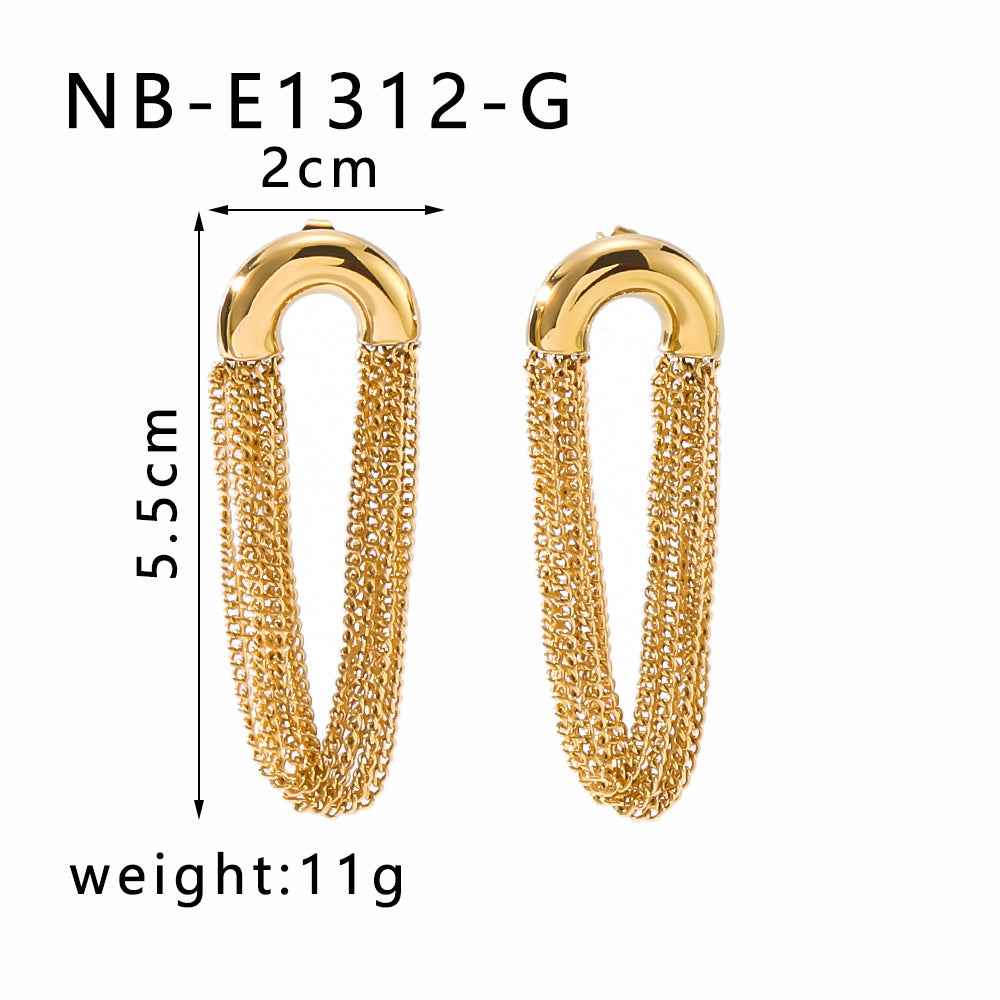Aurelia Flow | Dual Chain Drop Earrings | Gold & Silver Plated Layered Chain Design | Modern Statement Luxe Earrings