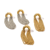 Aurelia Flow | Dual Chain Drop Earrings | Gold & Silver Plated Layered Chain Design | Modern Statement Luxe Earrings