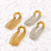 Aurelia Flow | Dual Chain Drop Earrings | Gold & Silver Plated Layered Chain Design | Modern Statement Luxe Earrings