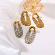 Aurelia Flow | Dual Chain Drop Earrings | Gold & Silver Plated Layered Chain Design | Modern Statement Luxe Earrings