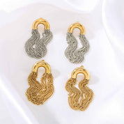 Aurelia Flow | Dual Chain Drop Earrings | Gold & Silver Plated Layered Chain Design | Modern Statement Luxe Earrings