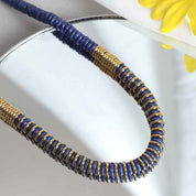 Azure Muse | Luxe Beaded Necklace | Gold Plated Deep Blue Disc Bead Design | Contemporary Statement Luxe Necklace
