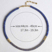 Azure Muse | Luxe Beaded Necklace | Gold Plated Deep Blue Disc Bead Design | Contemporary Statement Luxe Necklace