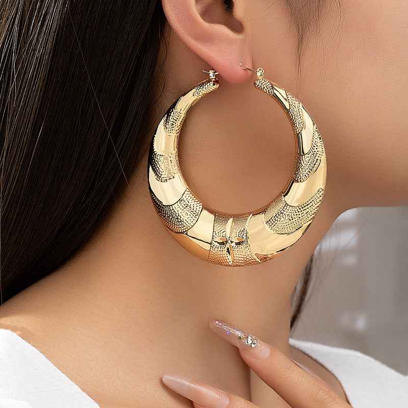 Aurelia Form | Textured Statement Hoop Earrings | Gold Plated Sculpted Surface Design | Bold Contemporary Luxe Hoops