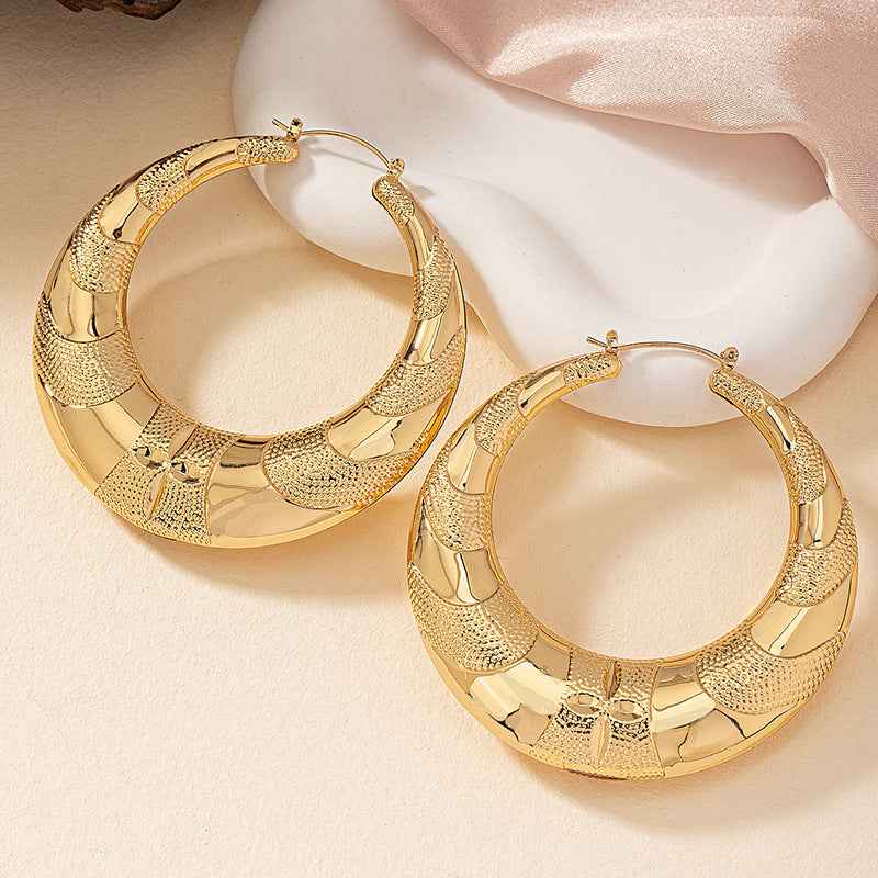 Aurelia Form | Textured Statement Hoop Earrings | Gold Plated Sculpted Surface Design | Bold Contemporary Luxe Hoops