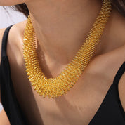 Gilded Flow | Mesh Statement Necklace | Gold Plated Woven Texture Design | Bold Contemporary Luxe Necklace