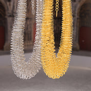 Gilded Flow | Mesh Statement Necklace | Gold Plated Woven Texture Design | Bold Contemporary Luxe Necklace