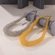 Gilded Flow | Mesh Statement Necklace | Gold Plated Woven Texture Design | Bold Contemporary Luxe Necklace