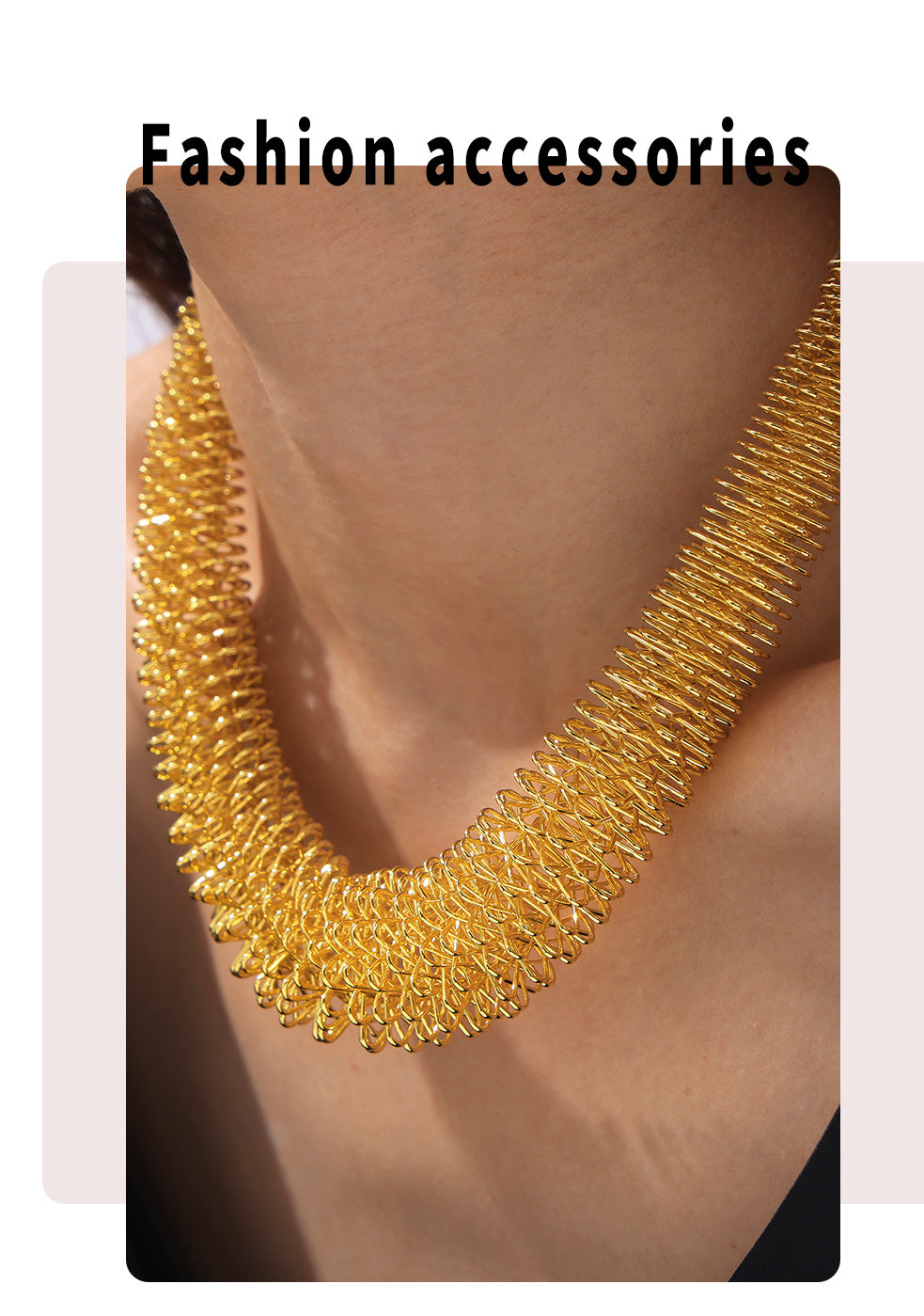 Gilded Flow | Mesh Statement Necklace | Gold Plated Woven Texture Design | Bold Contemporary Luxe Necklace