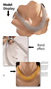 Gilded Flow | Mesh Statement Necklace | Gold Plated Woven Texture Design | Bold Contemporary Luxe Necklace