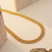 Aurielle Flow | Luxe Mesh Gold Necklace | Gold Plated Fluid Weave Design | Modern Statement Luxe Necklace