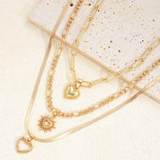 Veloura Charm | Multi-Layer Heart Necklace | Gold Plated Layered Chain with Heart Pendants | Romantic Statement Luxe Necklace