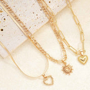 Veloura Charm | Multi-Layer Heart Necklace | Gold Plated Layered Chain with Heart Pendants | Romantic Statement Luxe Necklace