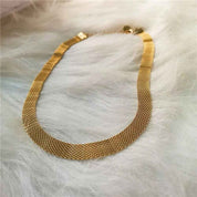 Aurielle Flow | Luxe Mesh Gold Necklace | Gold Plated Fluid Weave Design | Modern Statement Luxe Necklace