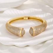 Aurielle Luxe | Radiance Crystal Cuff Bracelet | Gold Plated Crystal Embellished Design | Elegant Statement Bracelet for Timeless Glamour