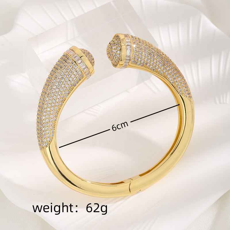 Aurielle Luxe | Radiance Crystal Cuff Bracelet | Gold Plated Crystal Embellished Design | Elegant Statement Bracelet for Timeless Glamour
