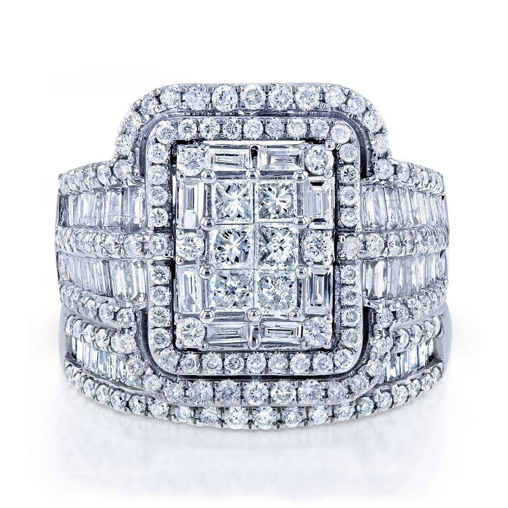 Celestia Grandeur Multi-Layer Diamond 925 silver plated Ring