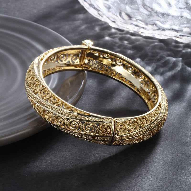 Imperial Aura | Filigree Gold Statement Bracelet | Gold Plated Intricate Filigree Design | Bold Heritage-Inspired Luxe Statement Piece