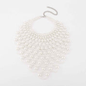 Celestia Veil | Pearl Net Statement Necklace | Multi-Layer Pearl Mesh Design | Regal Occasion Luxe Necklace