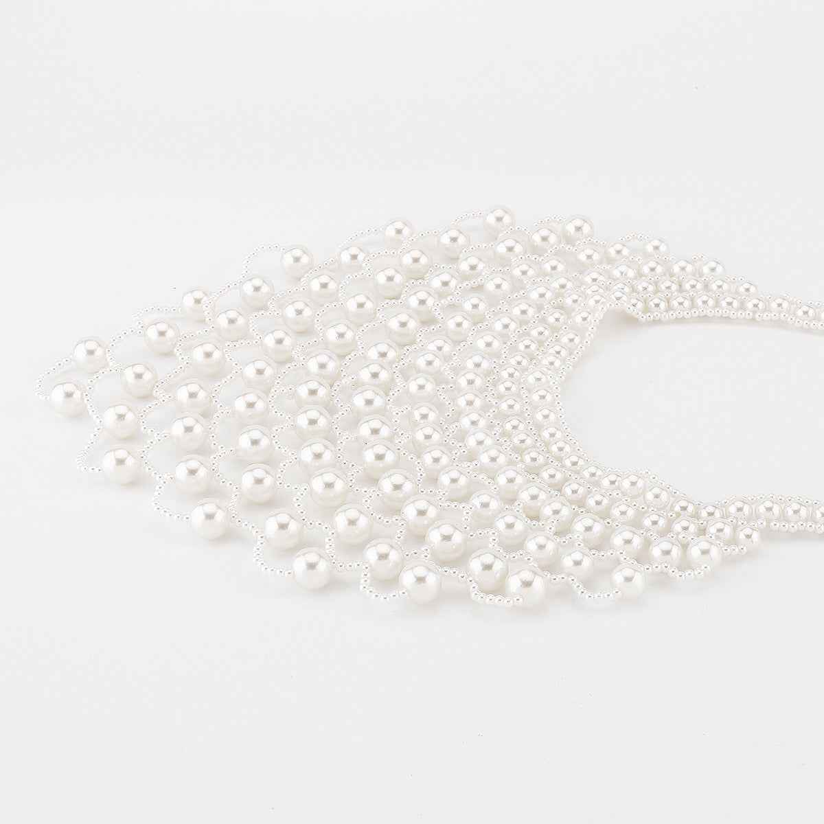 Celestia Veil | Pearl Net Statement Necklace | Multi-Layer Pearl Mesh Design | Regal Occasion Luxe Necklace