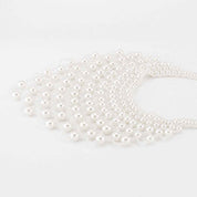 Celestia Veil | Pearl Net Statement Necklace | Multi-Layer Pearl Mesh Design | Regal Occasion Luxe Necklace
